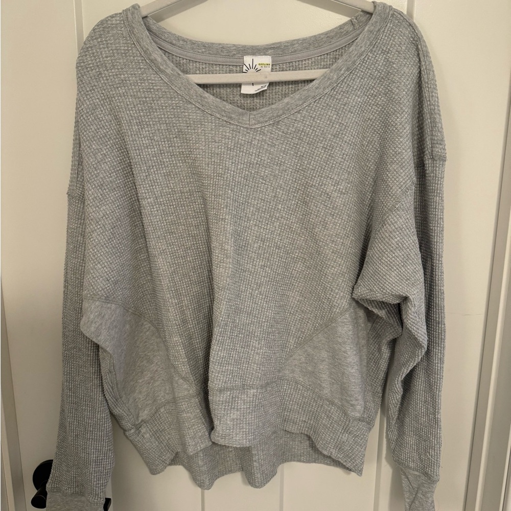 Aerie Gray Off-the-Shoulder Sweater